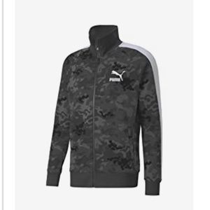 Puma Track Jacket-Camo Ultra Gray Classics full zip jacket white arm stripe NWT